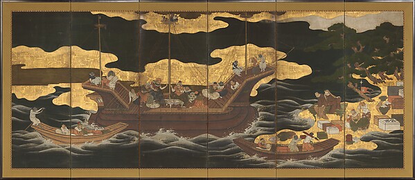 Arrival of the Europeans, left-hand folding screen, Kanō school