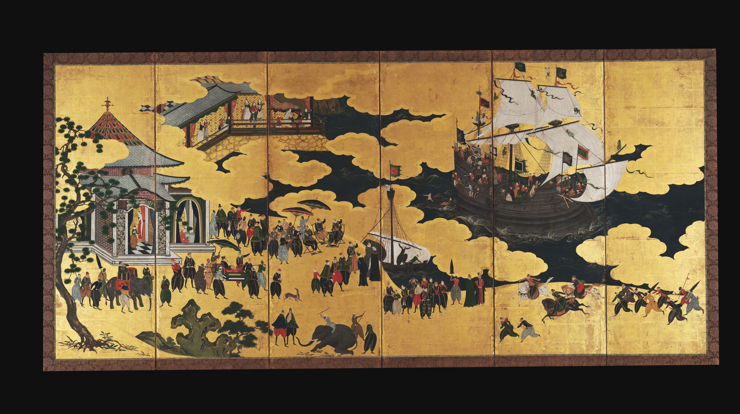 Nanban byōbu by Kanō Naizen, right-hand screen