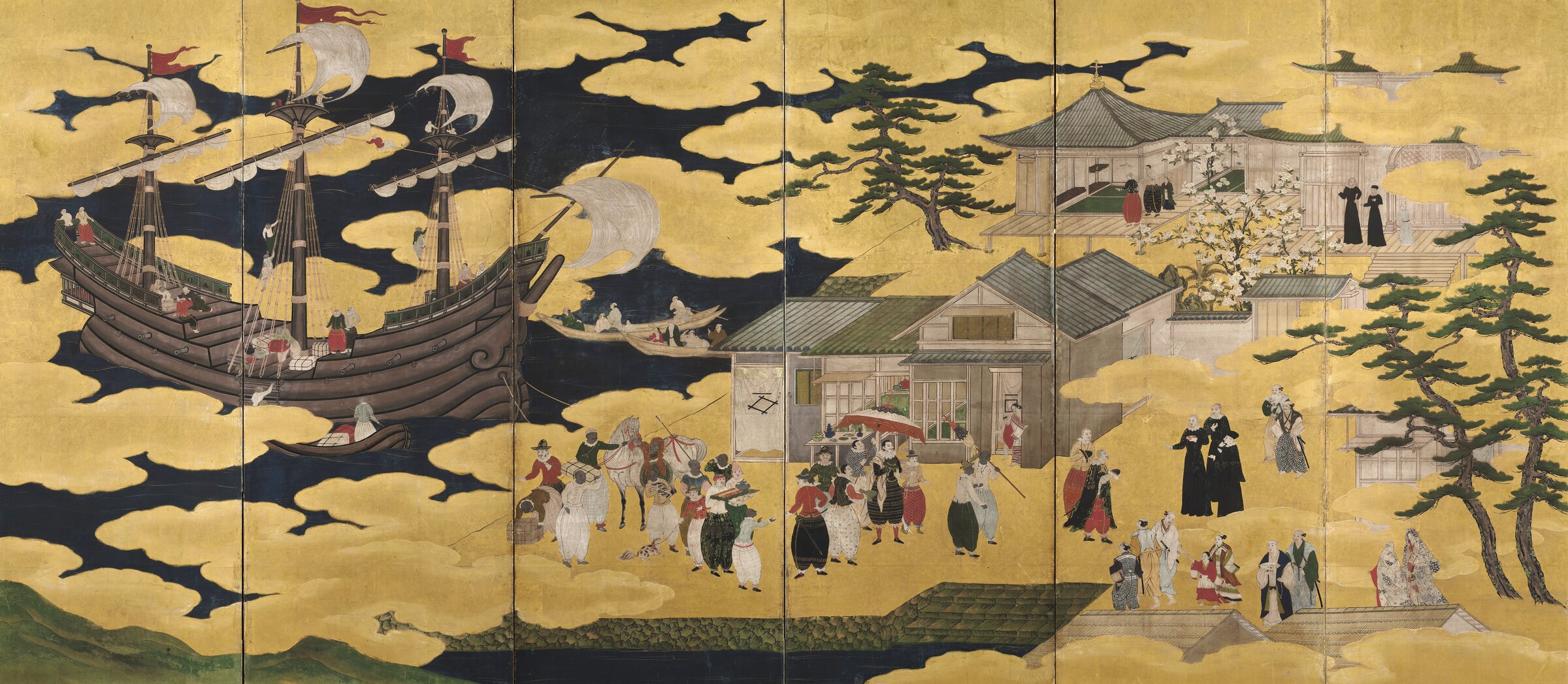 Nanban byōbu, right-hand folding screen