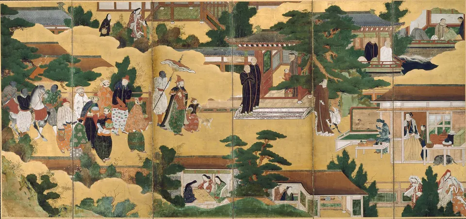 Arrival of a Portuguese ship, left-hand folding screen