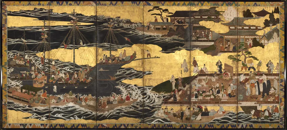Arrival of the Southern Barbarians, left-hand screen