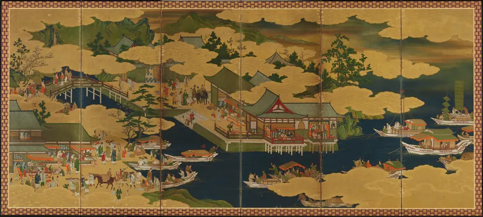 Nanban Ship Suruga Port, right-hand folding screen