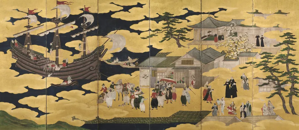 Nanban byōbu, right-hand folding screen