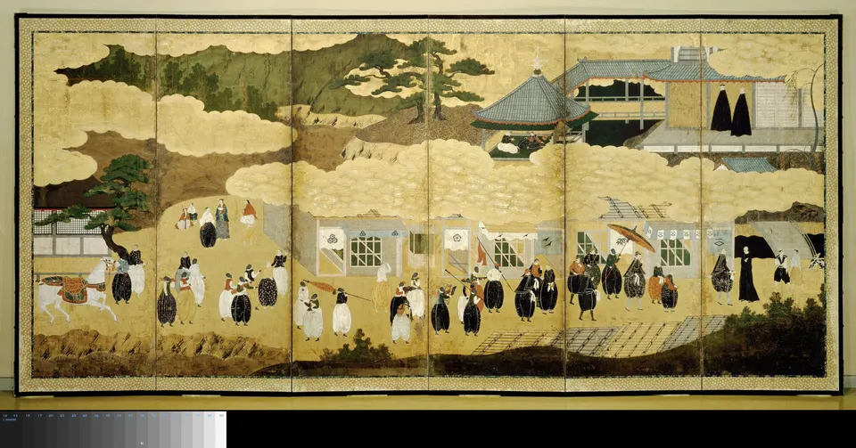 Nanban byōbu, left-hand folding screen