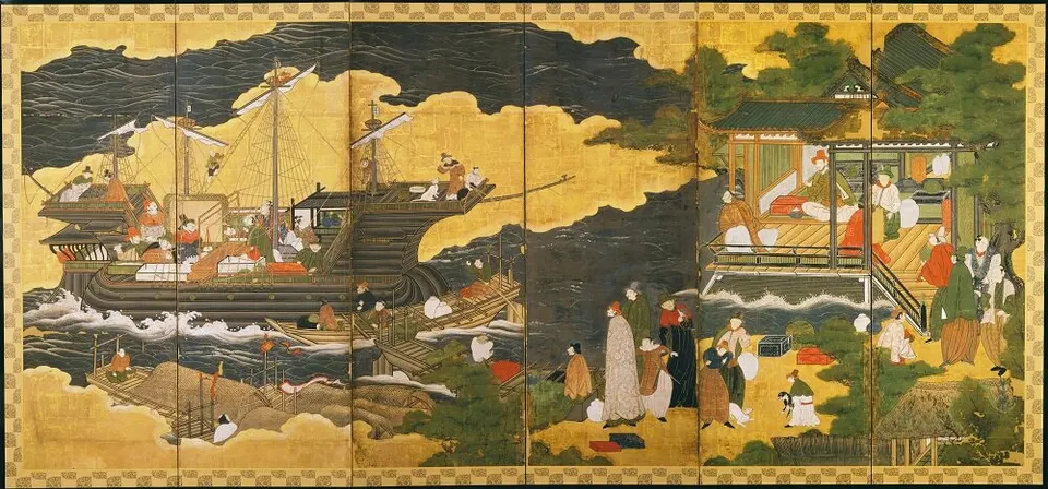 Nanban byōbu, left-hand folding screen