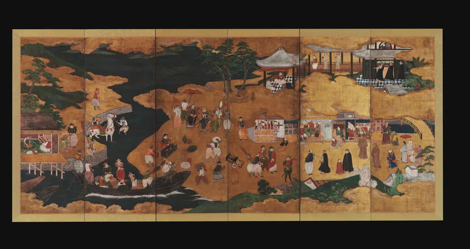 Nanban byōbu, left-hand folding screen