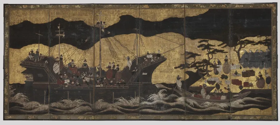 Nanban byōbu, left-hand folding screen