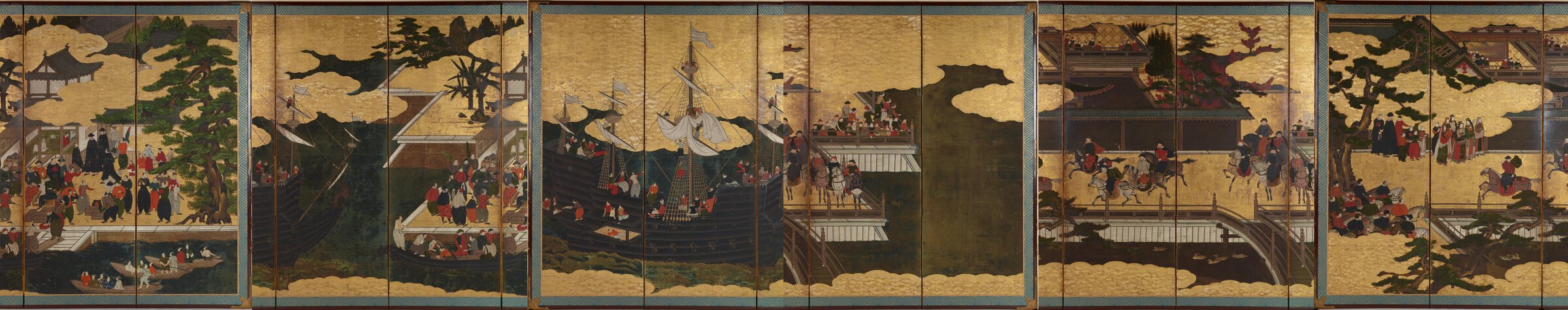 Nanban byōbu, six-panel screen